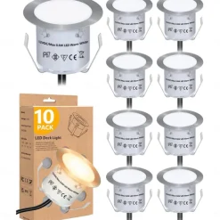 Recessed LED Deck Light Kit In Ground Outdoor Landscape Light IP67 Waterproof Low Voltage for Outdoor Yard Garden Steps Stair Patio Floor Pool Deck Kitchen Decoration Warm White Natural Light