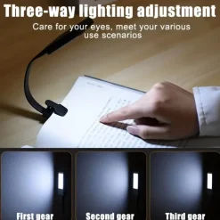 Rechargeable Book Reading Light Lamp LED Book Light For Reading In Bed - Eye Caring Adjustable Brightness 3 Color Temperatures 10 HoursRuntime USB Reading Light For BedBook Light Clip On