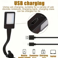Rechargeable Book Reading Light Lamp LED Book Light For Reading In Bed - Eye Caring Adjustable Brightness 3 Color Temperatures 10 HoursRuntime USB Reading Light For BedBook Light Clip On