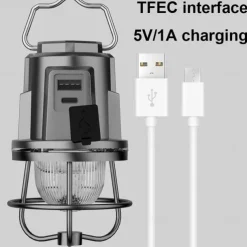Rechargeable Camping Lantern Rechargeable Portable Tent Light IPX4 Waterproof Outdoor Lighting Accessory for Hiking Fishing Outdoor CampingTent Decoration 1PC