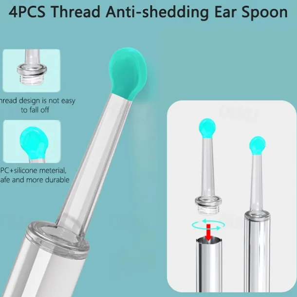 Rechargeable Ear Wax Removal Endoscope Kit with 5 Scoops, 8 Picks, and 1080P Camera, 1296P FHD Wireless Ear Otoscope with 6 LED 3.6mm Visual Ear Scope Camera