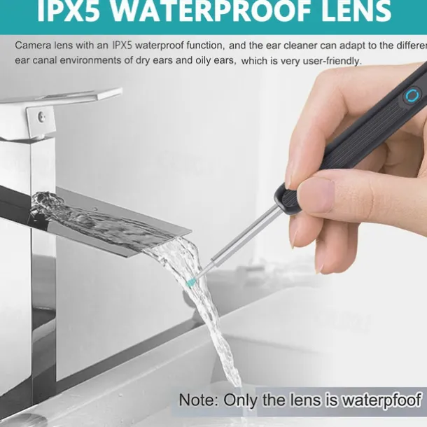 Rechargeable Ear Wax Removal Endoscope Kit with 5 Scoops, 8 Picks, and 1080P Camera, 1296P FHD Wireless Ear Otoscope with 6 LED 3.6mm Visual Ear Scope Camera