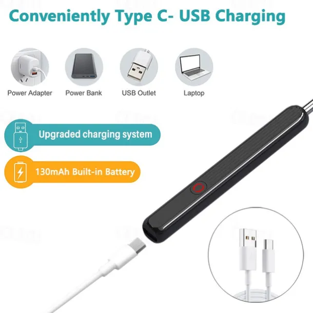 Rechargeable Ear Wax Removal Endoscope Kit with 5 Scoops, 8 Picks, and 1080P Camera, 1296P FHD Wireless Ear Otoscope with 6 LED 3.6mm Visual Ear Scope Camera