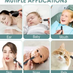 Rechargeable Ear Wax Removal Endoscope Kit with 5 Scoops, 8 Picks, and 1080P Camera, 1296P FHD Wireless Ear Otoscope with 6 LED 3.6mm Visual Ear Scope Camera