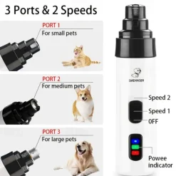 Rechargeable Electric Pet Nail Clippers - Quiet Trimmer for Cats and Dogs - USB Charging - Gentle Grooming for Paws