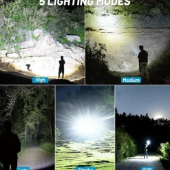 Rechargeable Flash Light Flashlights High Lumens, 200000 Lumens Super Bright LED Tactical Flashlight, 5 Modes IPX6 Waterproof, Powerful Handheld Flashlights for Camping Emergency Outdoor
