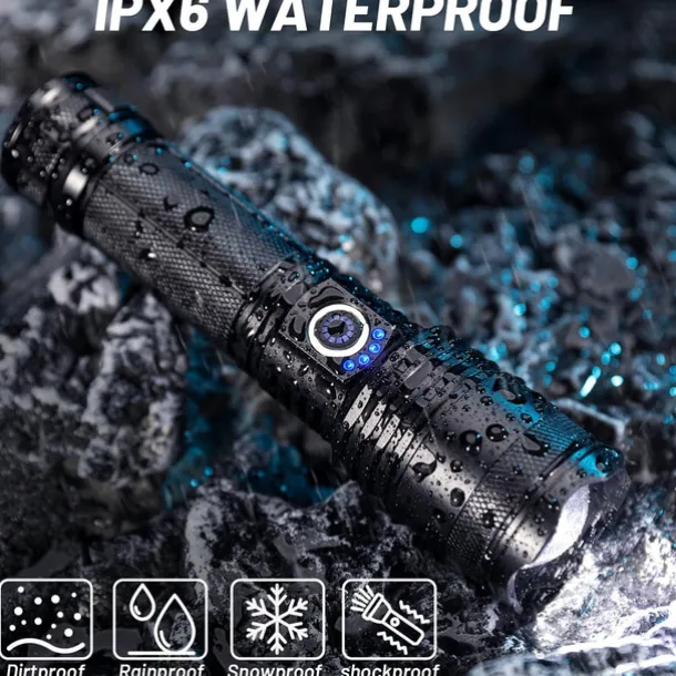 Rechargeable Flash Light Flashlights High Lumens, 200000 Lumens Super Bright LED Tactical Flashlight, 5 Modes IPX6 Waterproof, Powerful Handheld Flashlights for Camping Emergency Outdoor
