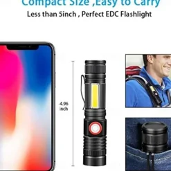 Rechargeable Flashlight Magnetic LED Flashlight with COB sidelight 1200 Lumen Super Bright LED, Waterproof Zoomable 4 Modes Best Flashlight for Camping