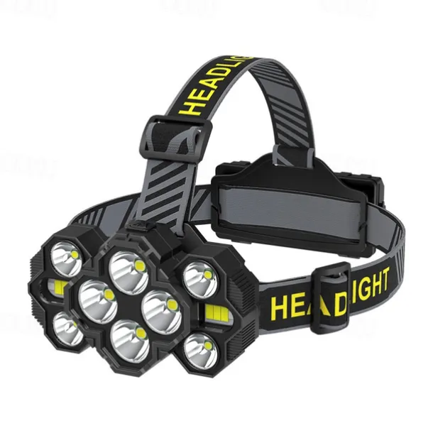 Rechargeable Headlamp Torch 10 LEDs Super Bright Head Torches 22000 Lumens 10 Modes IPX4 Headlamp Hands Rating Hands-Free Capability Ideal for Camping Cycling