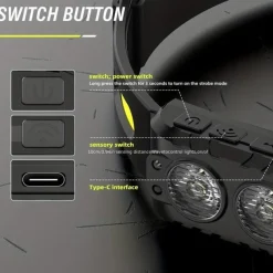 Rechargeable LED Head Torch with Motion Sensor, Lightweight Waterproof Headlamp LED Head Light for Running, Camping, Cycling