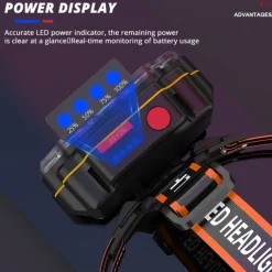 Rechargeable LED Headlamp Wide Range Lighting Headlights 4 Lighting Modes 8*XPG Camping Lantern Powerful Headlamp Fishing Lamp