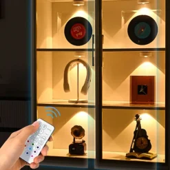 Rechargeable Magnetic RGB LED Cabinet Light with Remote Control Picture Light 12 Color Options Indoor Light for Cabinets and Display Cases USB Rechargeable Xmas Halloween Home Decorative Lamp 1/3Pcs