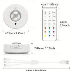 Rechargeable Magnetic RGB LED Cabinet Light with Remote Control Picture Light 12 Color Options Indoor Light for Cabinets and Display Cases USB Rechargeable Xmas Halloween Home Decorative Lamp 1/3Pcs