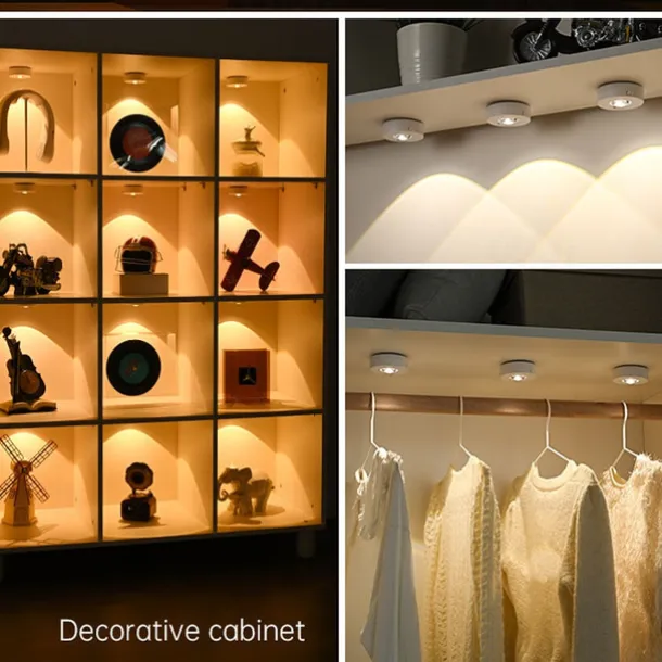 Rechargeable Magnetic RGB LED Cabinet Light with Remote Control Picture Light 12 Color Options Indoor Light for Cabinets and Display Cases USB Rechargeable Xmas Halloween Home Decorative Lamp 1/3Pcs