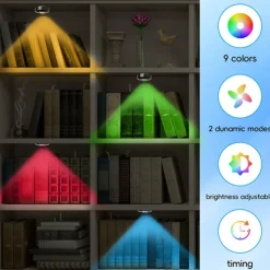 Rechargeable RGB Puck Lights with Remote Control 1200mAh Battery Operated Tap Lights Dimmable Touch Under Cabinet Lighting Wireless Push Lights LED USB Shelf Light