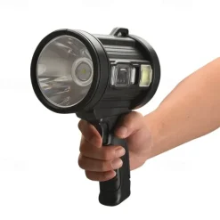 Rechargeable Spotlight Flashlight, Ultra Bright 200000 Lumen Spotlight with Stand with 3 Main Modes and 4 Color Filters, LED Spotlight Outdoor Handheld, USB Cable Included, Suitable for Boating