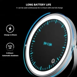 Rechargeable Wall Mounted illuminated Makeup Mirror Light 8-inch Double-sided 10x Magnifying Bathroom Mirror 3-color Lighting Touch Screen Dimming Extended Arm 360 Degree Rotating Shaving Luminous Mirror