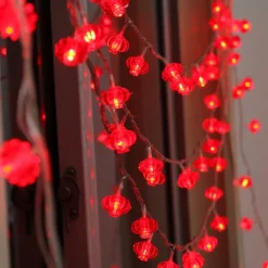 Red Lantern String Lights, Battery Powered Fairy Lights Warm White for Christmas Holiday, Party & Home Decor 1.5M/3M/4M/5M/10M/20M