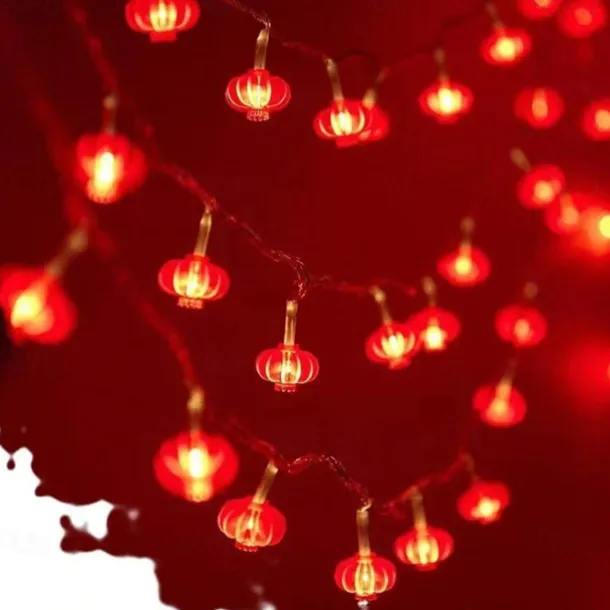 Red Lantern String Lights, Battery Powered Fairy Lights Warm White for Christmas Holiday, Party & Home Decor 1.5M/3M/4M/5M/10M/20M