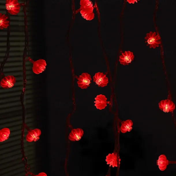 Red Lantern String Lights, Battery Powered Fairy Lights Warm White for Christmas Holiday, Party & Home Decor 1.5M/3M/4M/5M/10M/20M