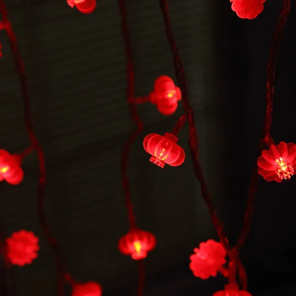 Red Lantern String Lights, Battery Powered Fairy Lights Warm White for Christmas Holiday, Party & Home Decor 1.5M/3M/4M/5M/10M/20M