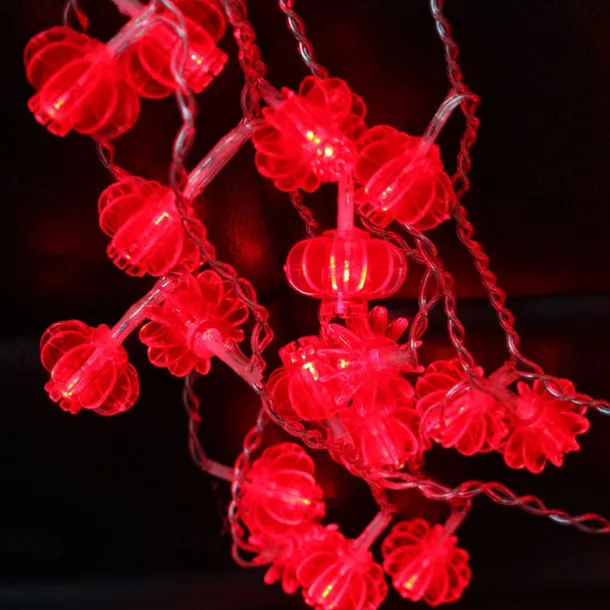Red Lantern String Lights, Battery Powered Fairy Lights Warm White for Christmas Holiday, Party & Home Decor 1.5M/3M/4M/5M/10M/20M