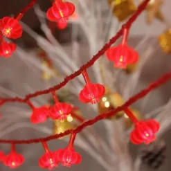 Red Lantern String Lights, Battery Powered Fairy Lights Warm White for Christmas Holiday, Party & Home Decor 1.5M/3M/4M/5M/10M/20M