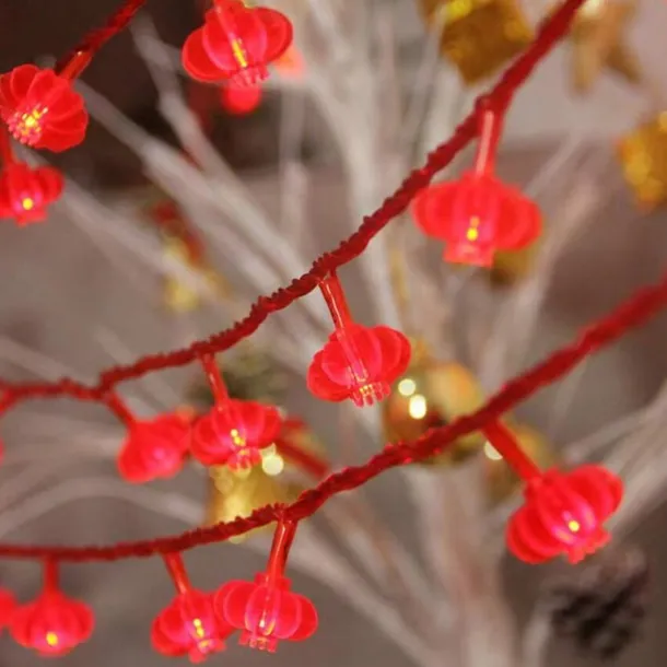 Red Lantern String Lights, Battery Powered Fairy Lights Warm White for Christmas Holiday, Party & Home Decor 1.5M/3M/4M/5M/10M/20M