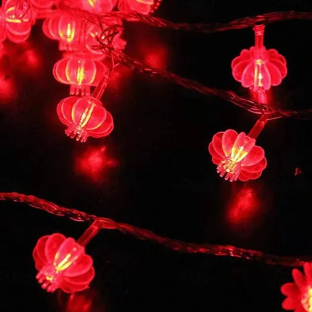 Red Lantern String Lights, Battery Powered Fairy Lights Warm White for Christmas Holiday, Party & Home Decor 1.5M/3M/4M/5M/10M/20M