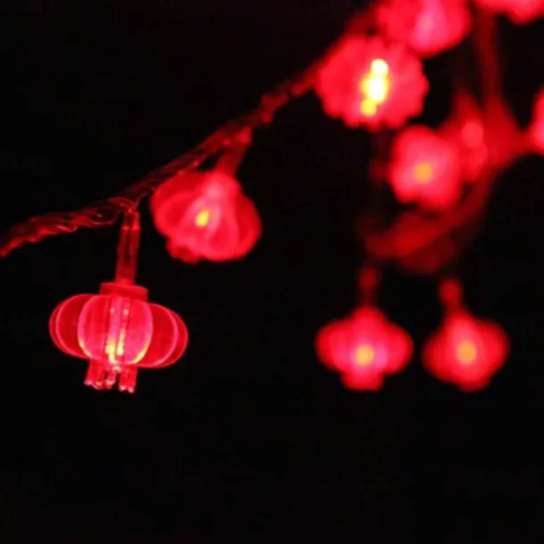 Red Lantern String Lights, Battery Powered Fairy Lights Warm White for Christmas Holiday, Party & Home Decor 1.5M/3M/4M/5M/10M/20M