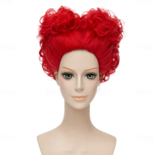 Red Queen Heart Cosplay Wig for Women Girls Pre-styled Fluffy Short Curly Anime Cosplay Party Wigs Halloween Wigs