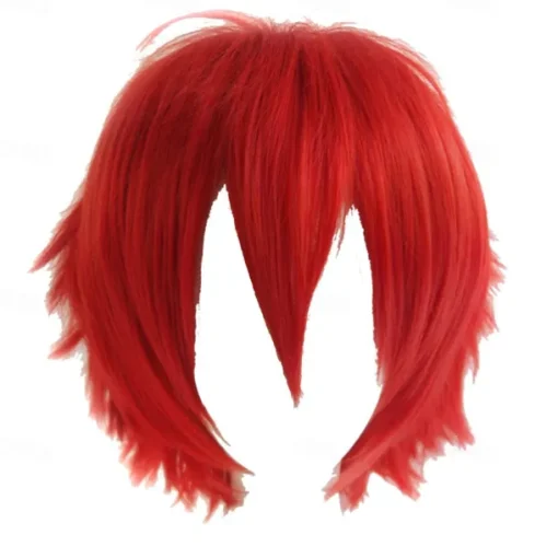Red Wigs For Women Short Fashion Pointed Layered Anime Cosplay Wigs Carnival Christmas Carnival Dress Up Party Wig Gifts