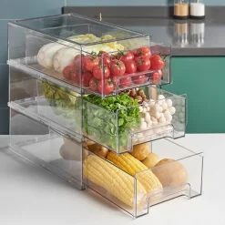 Refrigerator Drawer Storage Partition Board Storage Box Vegetable And Fruit Household Fresh-keeping Box Large Capacity Transparent Storage