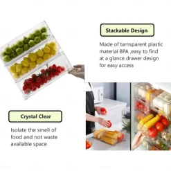Refrigerator Drawer Storage Partition Board Storage Box Vegetable And Fruit Household Fresh-keeping Box Large Capacity Transparent Storage