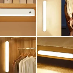Remote Control Touch Sensing Cabinet Light Wardrobe Light Indoor Lighting USB Rechargeable Night Light Kitchen Cabinet Light Under The Counter Bedroom Dormitory Lighting