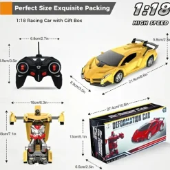 Remote Control Transform Car Robot Toy With Lights Deformation RC Car 360Rotating Stunt Race Car Toys