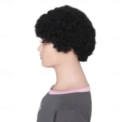 Remy Human Hair Wig Afro Curly Side Part Natural Designers African American Wig Capless Chinese Hair Women's Black 6 inch Party Party Evening Party / Evening