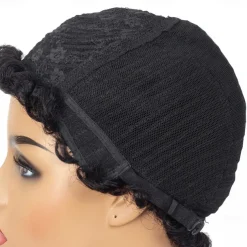 Remy Human Hair Wig Pixie Cut For Black Women Short Afro Curly Brazilian Hair Cheap Wig Human Hair Capless Wig Natural Black #1B For Daily Party