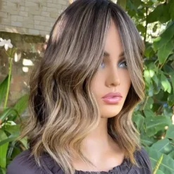 Remy Human Hair 5x5 Closure 13x4 Lace Front Wig Short Bob Brazilian Hair Wavy Multi-color Wig 130% 150% Density Ombre Hair Highlighted / Balayage Hair Natural Hairline Glueless Pre-Plucked For Women