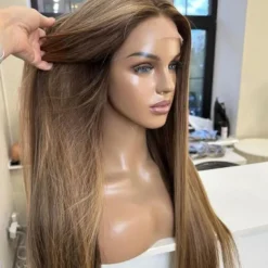 Remy Human Hair 13x4 Lace Front Wig Free Part Brazilian Hair Silky Straight Brown Wig 130% 150% Density Natural Hairline 100% Virgin For Women Long Human Hair Lace Wig