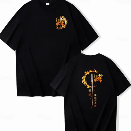 Rengoku Kyoujurou T-shirt Print Classic Street Style For Couple's Men's Women's Adults' Hot Stamping Casual Daily