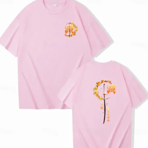 Rengoku Kyoujurou T-shirt Print Classic Street Style For Couple's Men's Women's Adults' Hot Stamping Casual Daily