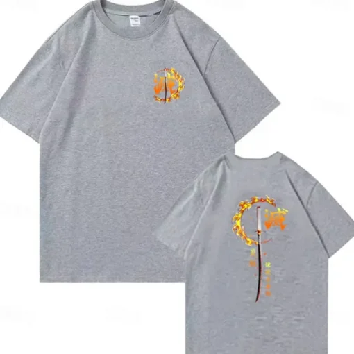 Rengoku Kyoujurou T-shirt Print Classic Street Style For Couple's Men's Women's Adults' Hot Stamping Casual Daily