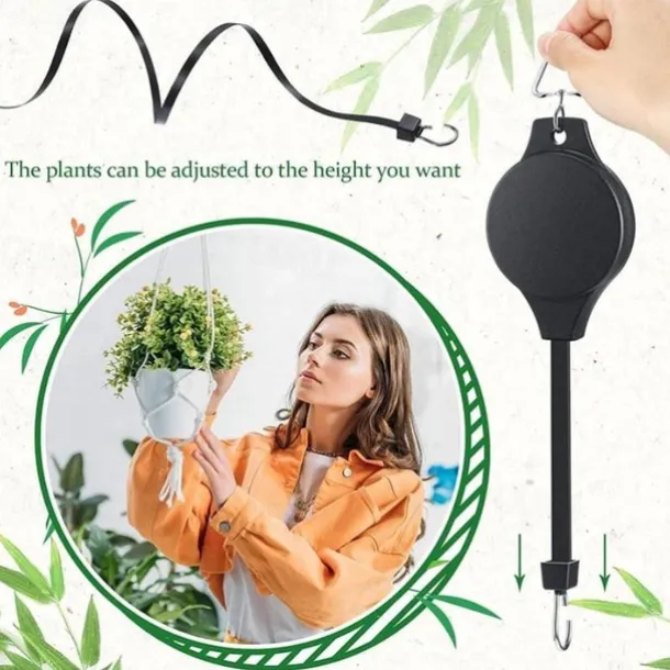 Retractable Hanging Plant Potted Telescopic Hook Garden Orchid Pots Pulley Pull Down Hanger Bird Cage Free Wheeling Lifting Hook
