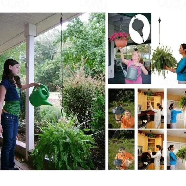 Retractable Hanging Plant Potted Telescopic Hook Garden Orchid Pots Pulley Pull Down Hanger Bird Cage Free Wheeling Lifting Hook