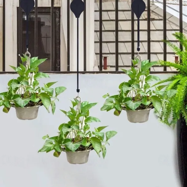 Retractable Hanging Plant Potted Telescopic Hook Garden Orchid Pots Pulley Pull Down Hanger Bird Cage Free Wheeling Lifting Hook