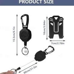 Retractable Heavy Duty Badge Reels With ID Badge Holder Tactical Id Card Holder Vertical Id Holder With Carabiner Keychain Badge Reel