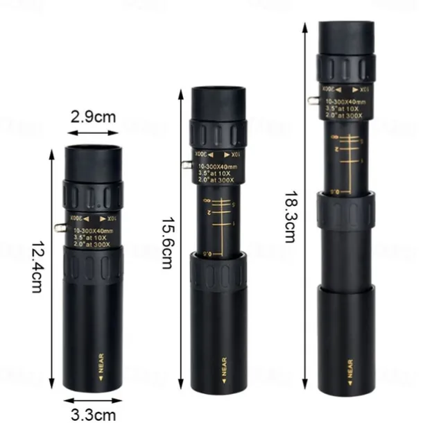 Retractable Monocular 10-300X40mm Long Range Mini with Zoom Magnification for Travel Hunting Camping and Outdoors