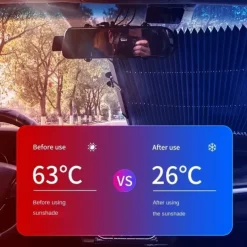 Retractable Windshield Sun Shade for Car Large Sun Visor Protector Blocks 99% UV Rays Sun-shading and Heat-Insulating Car Sun-shield Cover for Car Front Sunshade