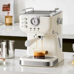 Retro Coffee Machine Ltalian Semi-automatic Home Office High Pressure Concentrated Steam Milk Foam Coffee Pot